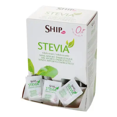 Caja de estevia en sobres monodosis
